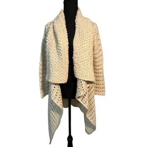 Knox Rose Crochet Sweater Shawl Tan High Low Women's Small